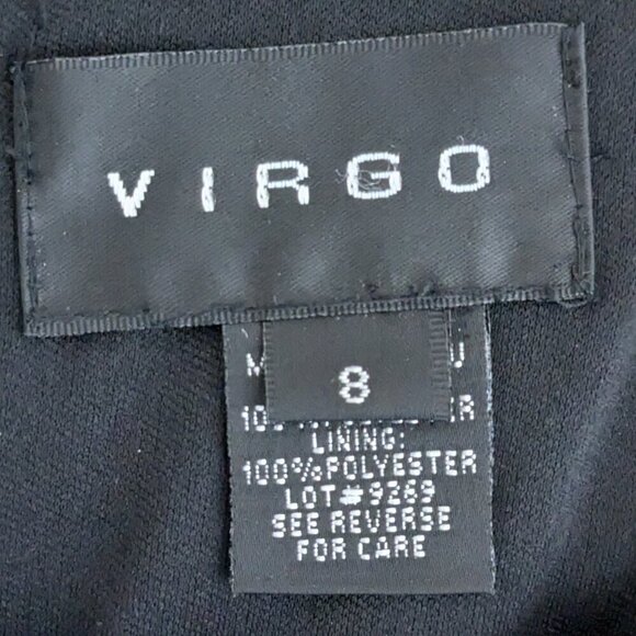 VIRGO Orange/Black Lined Chiffon Sleeveless Straight Maxi Sheath Dress; Size 8 - Picture 4 of 6